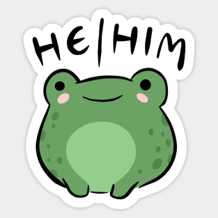 He/Him Kawaii Frog: Celebrating Masculine Aesthetics with Adorable Froggy Characters Sticker